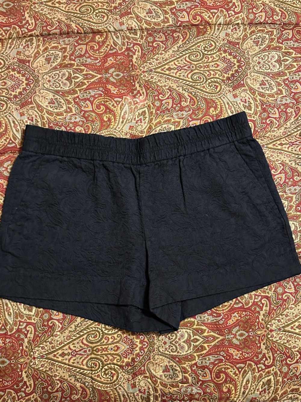 J. Crew Black High-Waist Textured Pull-On Shorts